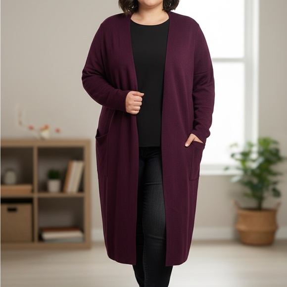 RACHEL Rachel Roy Sweaters - Rachel Roy Deep Purple Long Cardigan